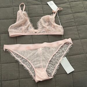 COS Lace Bralette and Panty Set - Pink